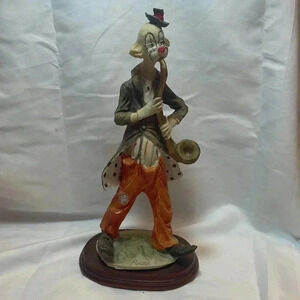 Vintage 80s Clown Playing The Saxophone Figurine by Arnart Pucci